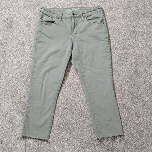 UNIVERSAL THREAD Sage Green Mid-Rise Skinny Cut-Off Ankle Jeans; Size 8